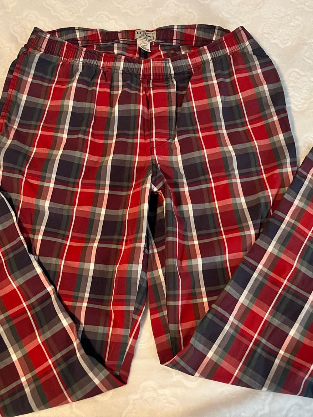 L.L. Bean Red and Navy Plaid Men's lounge pant sz med
